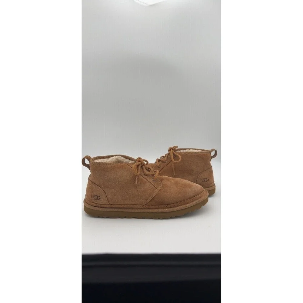 UGG Neumel Chestnut Suede Shearling Chukka Boots Lace Up
